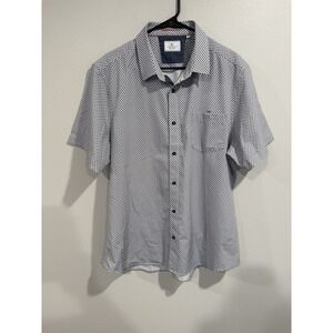 7 Diamonds 4 Way Stretch Shirt Men XL Blue White Geometric Performance Button Up